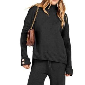 Wide-Leg Knit Track Pants in Black